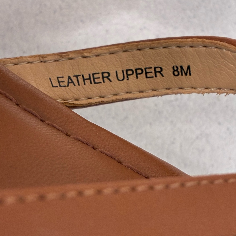 Talbots Leather Gia Braided Sandals Nappa Carmel women’s 8 Slip on summer cruise - Picture 5 of 10